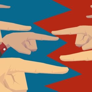 Imagen de manos con contraste entre azul y rojo para representar izquierda y derecha