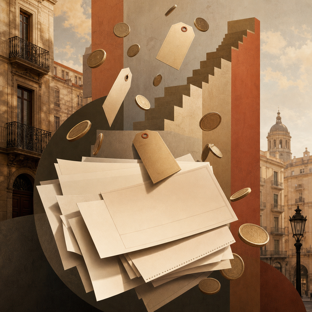 Ilustración editorial sobre inflación, nóminas y tramos del IRPF